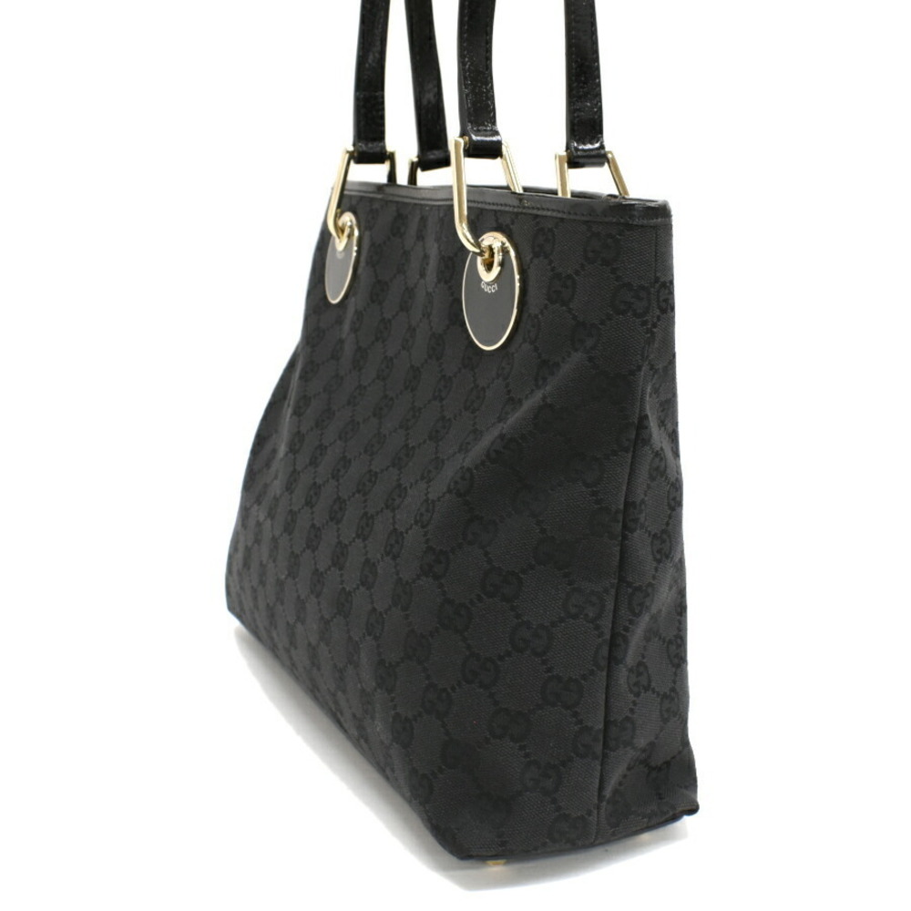 Gucci Eclipse Black Shoulder Tote Bag GG Canvas Jacquard Leather - Picture 2 of 9